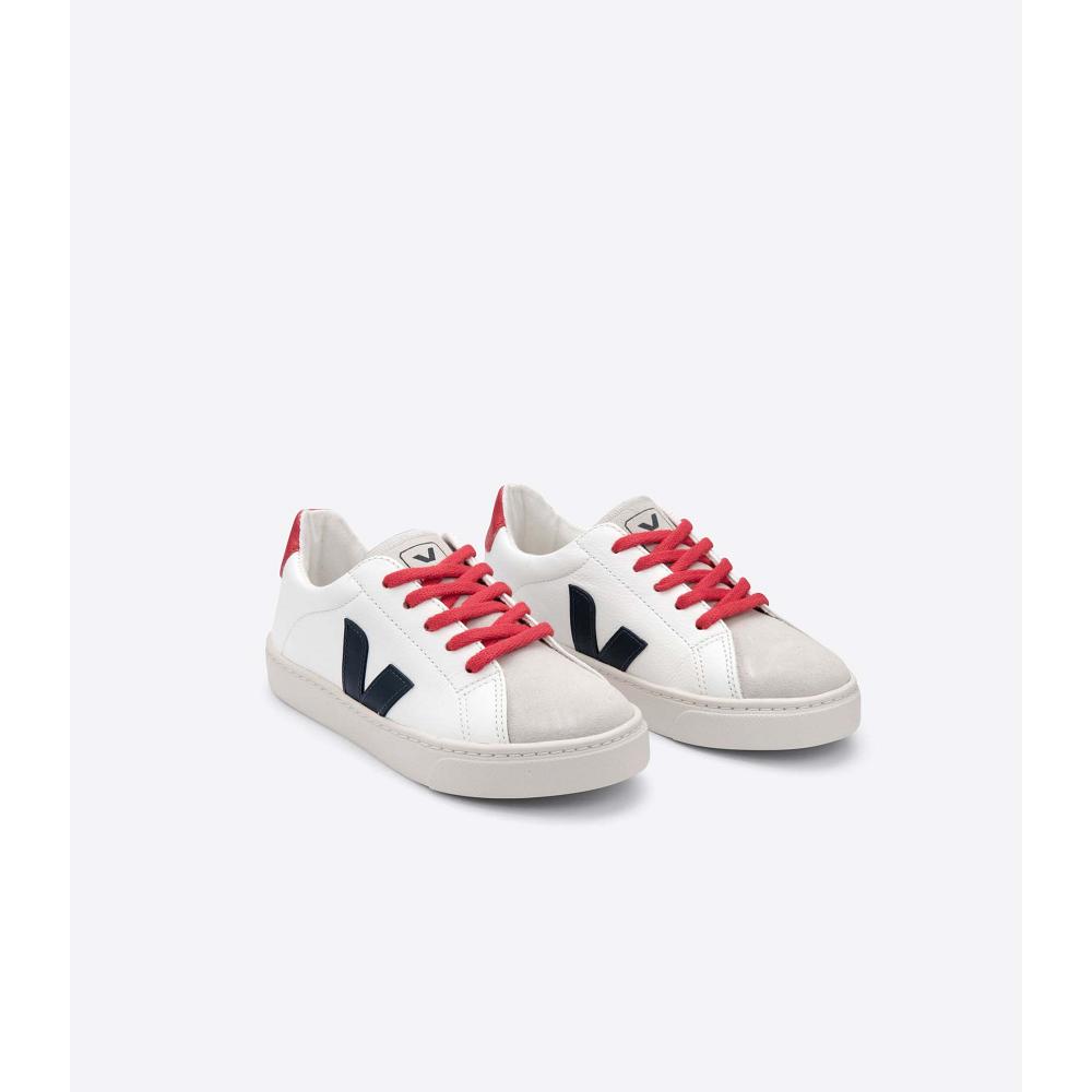 Kids' Veja ESPLAR LACES CHROMEFREE Shoes White/Black/Red | ZA 732OKI